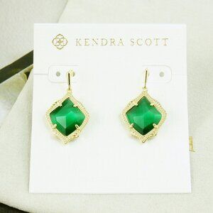 Kendra Scott Kyrie Emerald Green Earrings Gold Plated